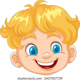 Bright-eyed boy with a joyful cartoon expression