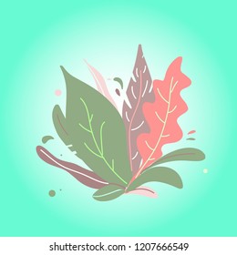 Brightl modern background with jungle leaves. Exotic pattern with palm leaves. Vector illustration
