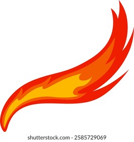 Brightly burning red and orange cartoon fire flames create a vibrant fireball, reminiscent of wildfires or bonfires, isolated against a clean white background