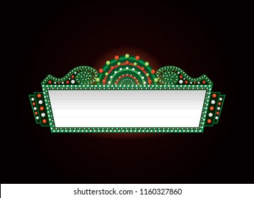 Brightly christmas theater glowing retro cinema neon sign