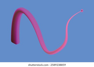 Brightly colored 3D abstract shape with a pink gradient flowing on a vibrant blue surface.