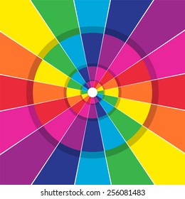 Brightly colored abstract circular background with dividing lines