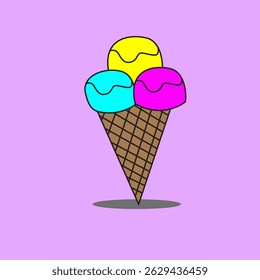 Brightly Colored Abstract Ice Cream on a Simple Background