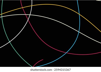 Brightly colored arcs on a deep black background create a futuristic, high-tech feel. Great for Sci-Fi Art, Concept Design, and Digital Advertising.