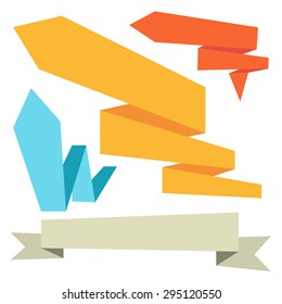 brightly colored banners arrows in a flat style