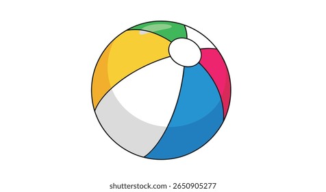 Brightly colored beach ball floating on a white background for summer fun
