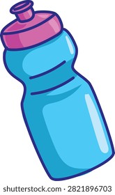 A brightly colored blue water bottle with a contrasting pink cap, designed for carrying beverages and staying hydrated during activities.