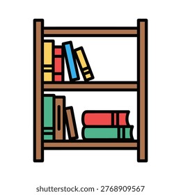 Brightly colored books organized on a dark wooden shelf, creating a clean and modern aesthetic. Ideal for educational materials, home office decor, library concepts, or lifestyle and business marketing content.