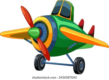 Brightly colored cartoon airplane with spinning propeller