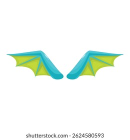 Brightly colored cartoon dragon wings represent fantasy, freedom, and imagination