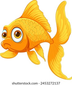 Brightly colored cartoon goldfish with big eyes