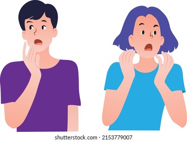 Brightly colored cartoon images of men and women in various poses.