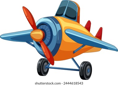 Brightly colored cartoon vector of a propeller plane