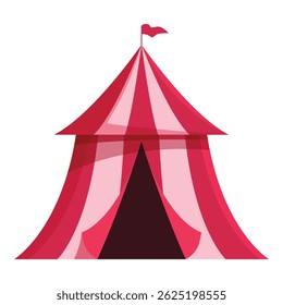 Brightly colored circus tent with open entrance, ready for the show to begin
