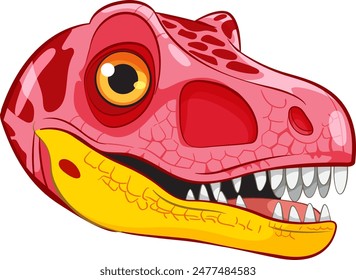 Brightly colored dinosaur head with sharp teeth