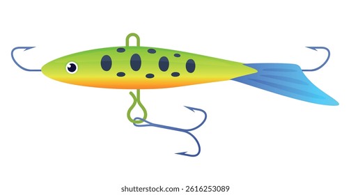 Brightly colored fish bait on a white background designed for effective fishing in freshwater or saltwater environments