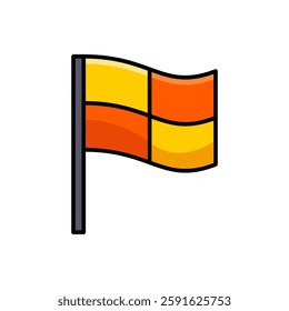 Brightly Colored Flag Icon Design with Orange and Yellow Elements on White
