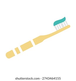 Brightly colored flat illustration of a toothbrush with soft bristles and a sleek handle for modern hygiene product design and branding materials