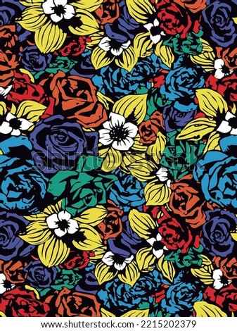 brightly colored flowers on a black background