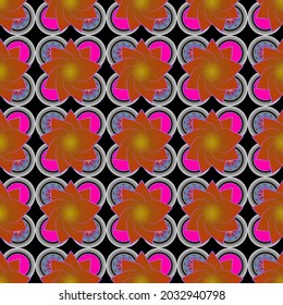 Brightly colored graphic flower pattern seamless design