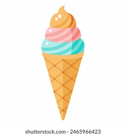 A brightly colored ice cream cone against a white backdrop