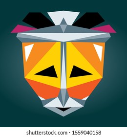 brightly colored mask is made of triangles