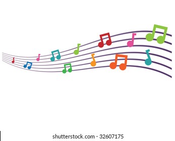 Brightly Colored Musical Notes Copy Space Stock Vector (royalty Free 