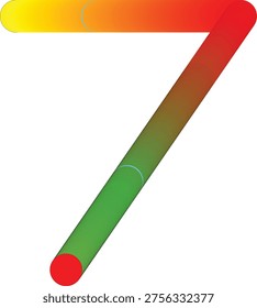 A brightly colored number seven features a smooth gradient and a distinct circular element.