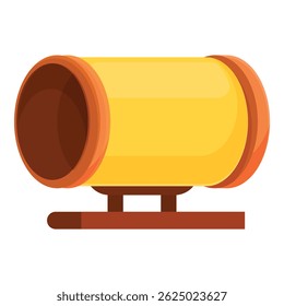 Brightly colored playground tunnel slide standing on a wooden platform