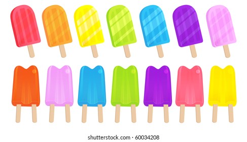 Brightly colored popsicles - VECTOR