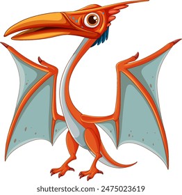 Brightly colored pterodactyl with detailed wings