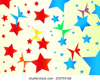 Brightly Colored Rainbow Silhouettes Dance Across a Red White and Blue Starry Sky Celebrating Marriage Equality and Gay Pride in the US