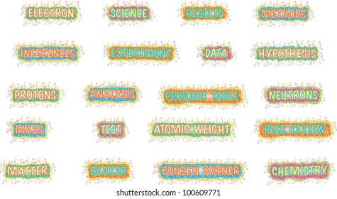 Brightly colored science words