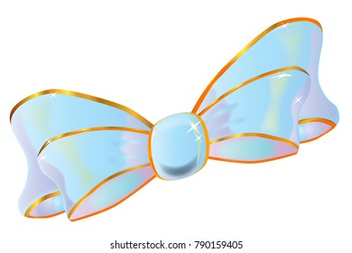 A brightly colored silk ribbon bow isolated on white.