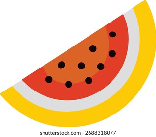 Brightly colored slice of watermelon with seeds