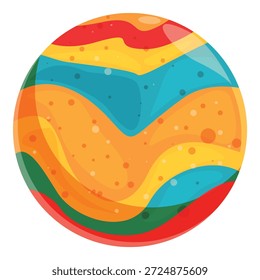 Brightly colored sphere with swirling patterns creating an abstract, otherworldly design