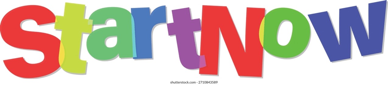 Brightly colored startnow text illustration isolated on transparent background graphic element