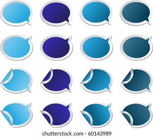 Brightly colored stickers speech bubbles elements for design in blue color
