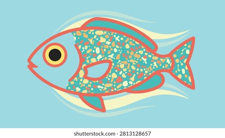 Brightly colored tropical fish with intricate yellow and orange spots swimming in clear blue water with flowing fins.