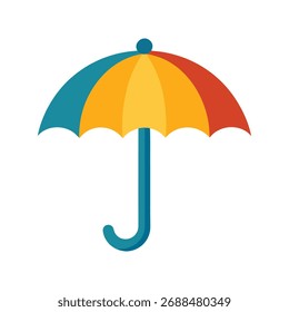 Ilustración vectorial de protección de Clima minimalista de diseño plano de paraguas de colores brillantes.