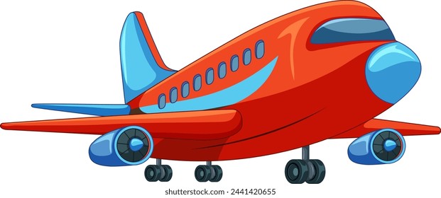 Brightly colored vector illustration of an airplane