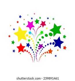 brightly colorful firework happy new year vector