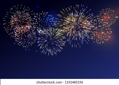 Brightly Colorful Fireworks twilight background