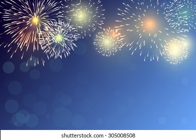 Brightly Colorful Fireworks twilight background
