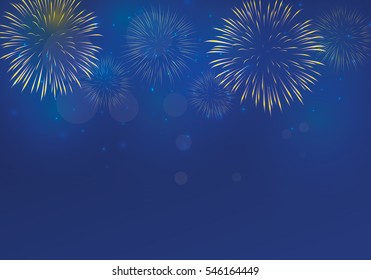 Brightly Colorful Fireworks on twilight background