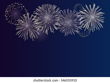 Brightly Colorful Fireworks on twilight background