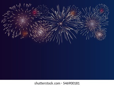 Brightly Colorful Fireworks on twilight background