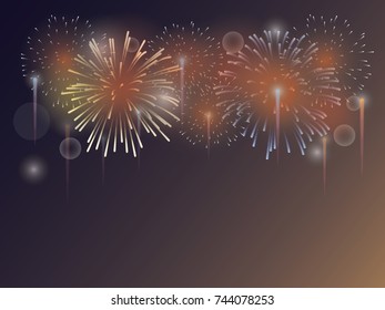 Brightly Colorful Fireworks on twilight background 