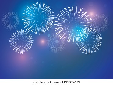 明るい背景に明るいカラフルな花火と薄い煙を持つ のベクター画像素材 ロイヤリティフリー Shutterstock