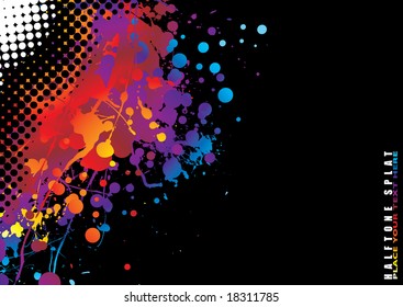 Brightly coloured abstract painted background with copy space